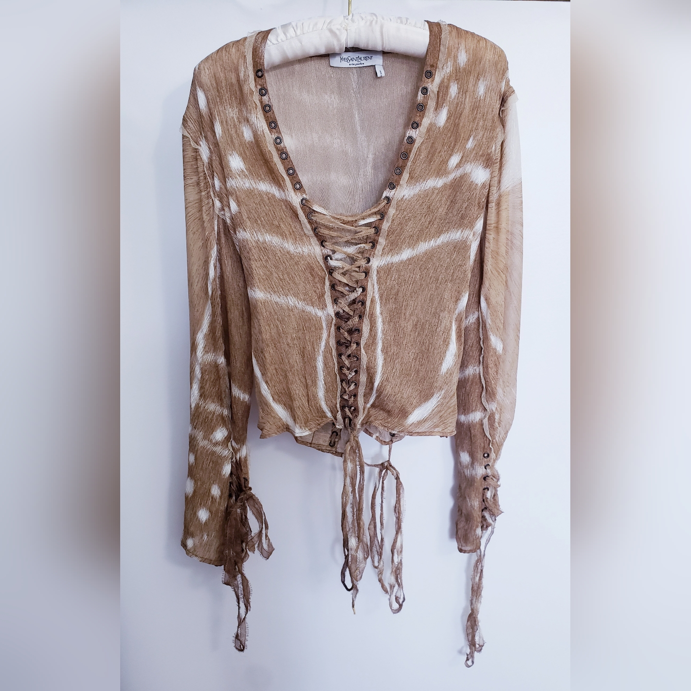 Yves Saint Laurent 2002 Safari Collection By Tom Ford Silk Blouse